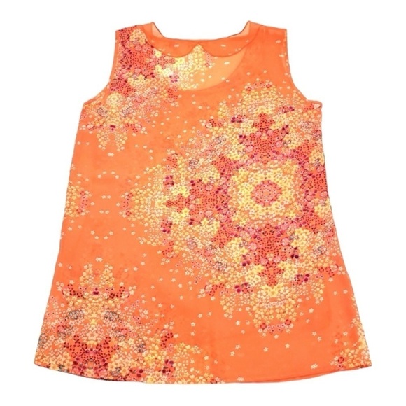 CAbi # 268 Merrow Edge‎ Orange Garden Floral Sleeveless Top in Size XS casual - Picture 13 of 14